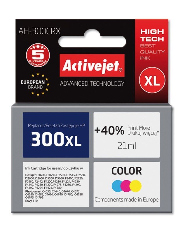Activejet AH-300CRX blk (erstatning HP 300XL CC644EE; Premium; 21 ml; farve) #1