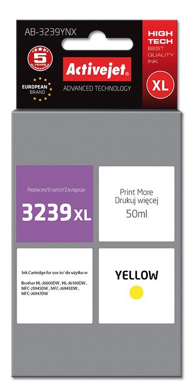 Activejet AB-3239YNX Ink (erstatning Brother LC3239XL; Supreme; 50 ml; gul) #1