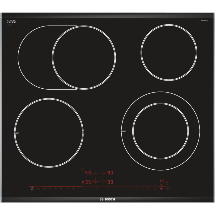 Bosch Serie 8 PKN675DP1D kogeplade Sort, Rustfrit stl Indbygget Keramisk 4 zone(s) #1
