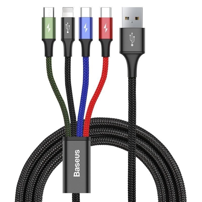 Kabel USB Baseus Fast 4in1 2xUSB-C / Lightning / Micro 3.5A 1.2m (sort) #1