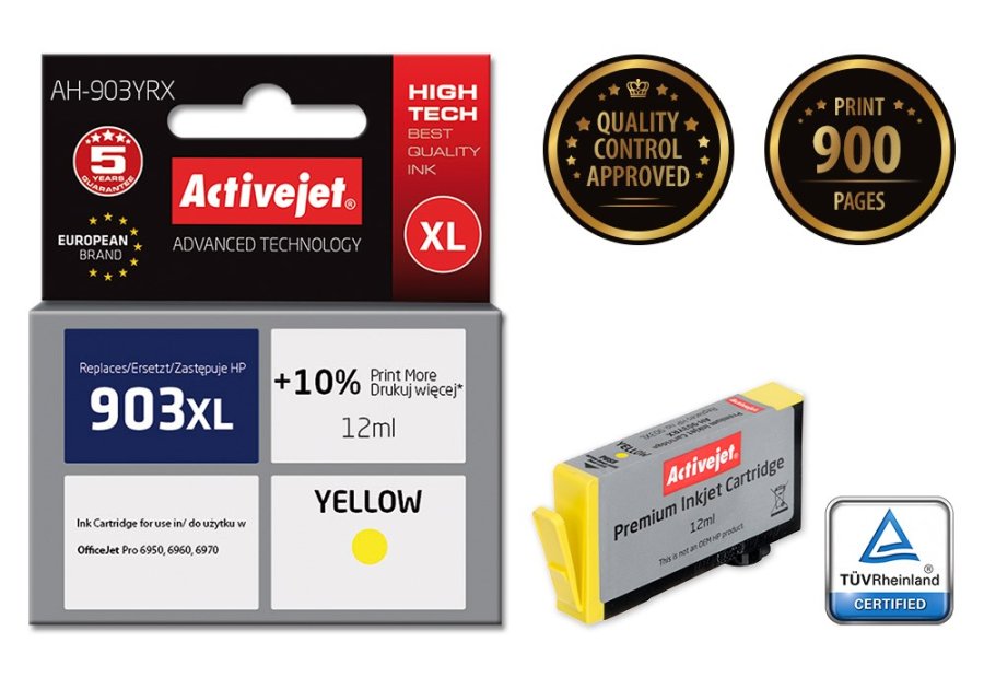Activejet AH-903YRX blk (erstatning HP 903XL T6M11AE; Premium; 12 ml; gul) #2