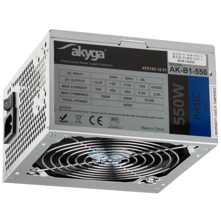 Akyga AK-B1-550 enhed til str�mforsyning 550 W 20+4 pin ATX ATX Gr� #1