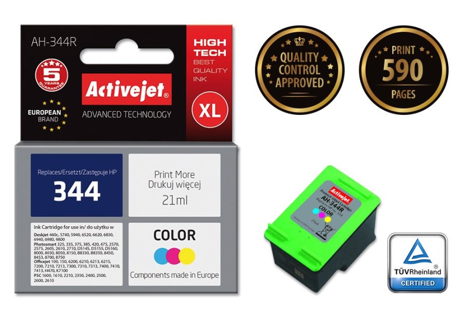 Activejet AH-344R blk (erstatning HP 344 C9363EE; premium; 21 ml; farve) #2