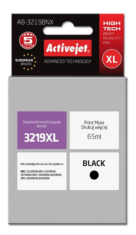 Activejet AB-3219BNX Blk (erstatning Brother LC3219Bk; Supreme; 65 ml; sort) #1