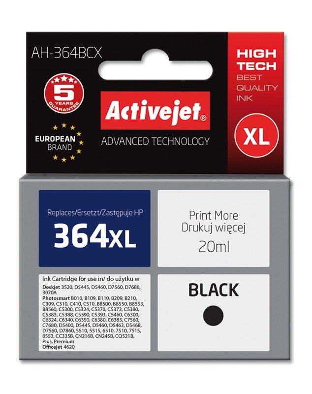 Activejet AH-364BCX blk (erstatning HP 364XL CN684EE; Premium; 20 ml; sort) #1