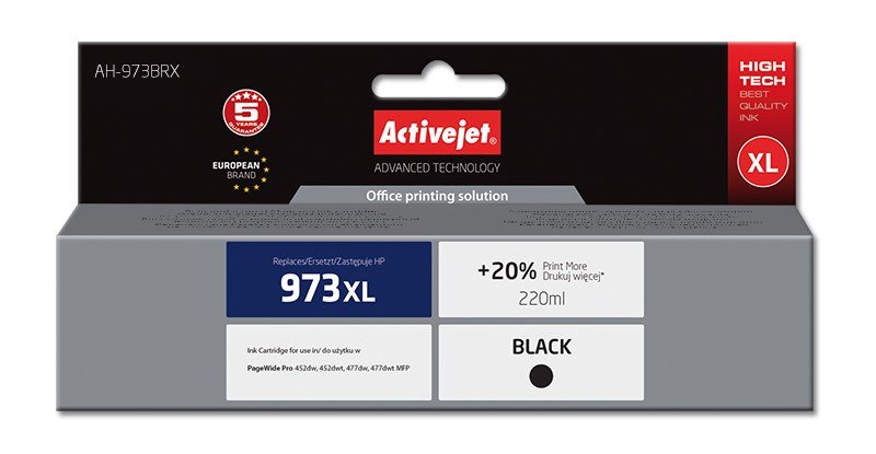 Activejet AH-973BRX Blk (erstatning HP 973XL L0S07AE; Premium; 220 ml; sort) #1