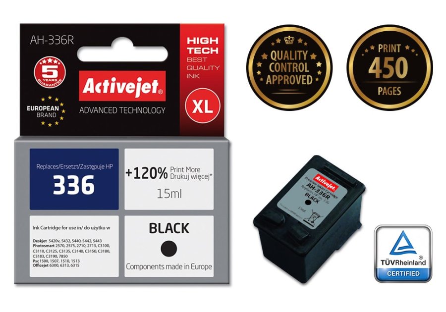 Activejet AH-336R blk (erstatning HP 336 C9362EE; Premium; 15 ml; sort) #2