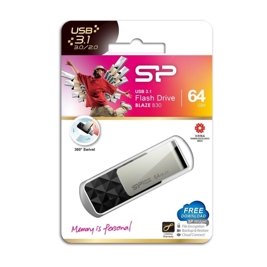 Silicon Power Blaze B30 64 GB USB Type-A 3.0 (3.1 Gen 1) hukommelsespind Sort #9