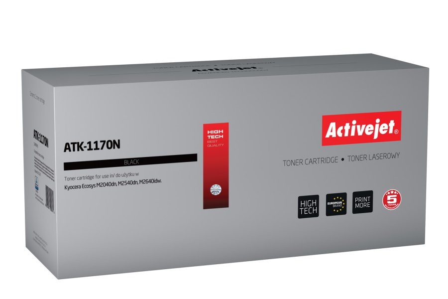 Activejet Tonerpatron ATK-1170N (Kyocera erstatning TK-1170; Supreme; 7200 sider; sort) #1