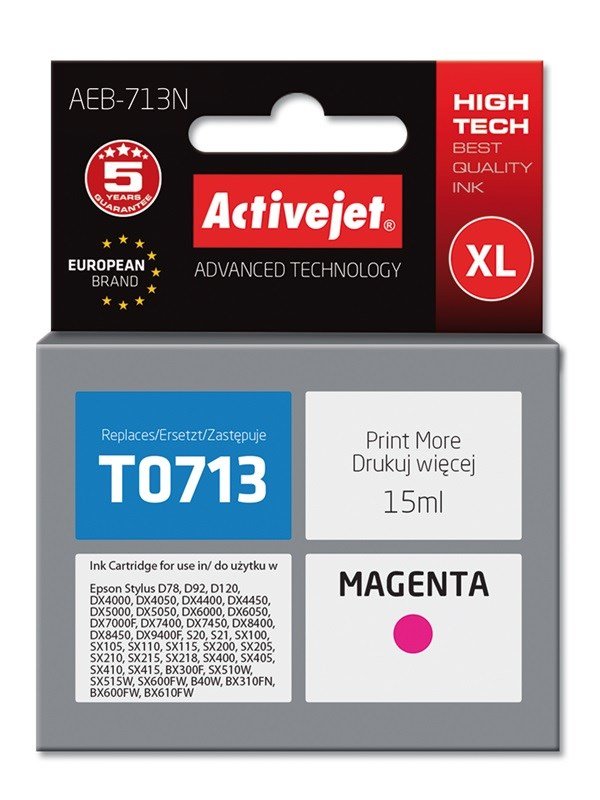 Activejet AEB-713N blk (erstatning Epson T0713, T0893, T1003; Supreme; 15 ml; rd) #1