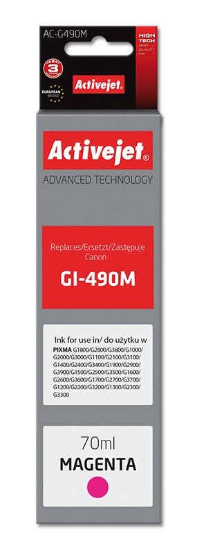 Activejet AC-G490M blk (erstatning for Canon GI-490M; Supreme; 70 ml; rd) #1