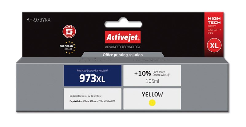 Activejet AH-973YRX Blk (erstatning HP 973XL F6T83AE; Premium; 105 ml; gul) #1