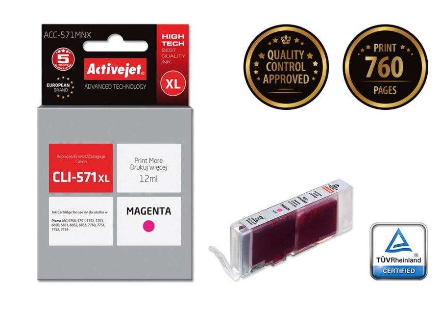 Activejet ACC-571MNX blk (Canon CLI-571M XL udskiftning; Supreme; 12 ml; rd) #2