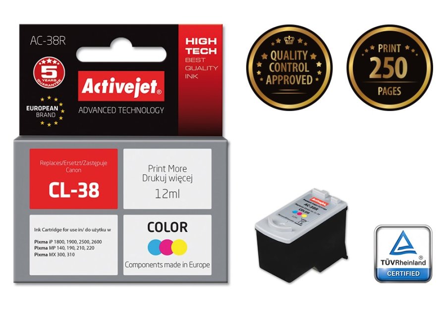 Activejet AC-38R-blk (Canon CL-38-erstatning; Premium; 12 ml; farve) #2