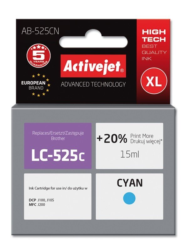 Activejet AB-525CN blk (Brother LC525C erstatning; Supreme; 15 ml; bl) #1