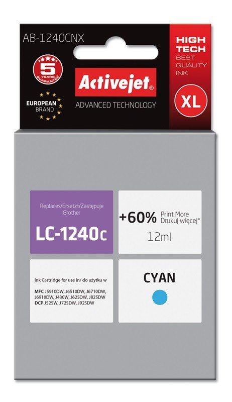 Activejet AB-1240CNX blk (erstatning Brother LC1240C/1220C; Supreme; 12 ml; bl) #1