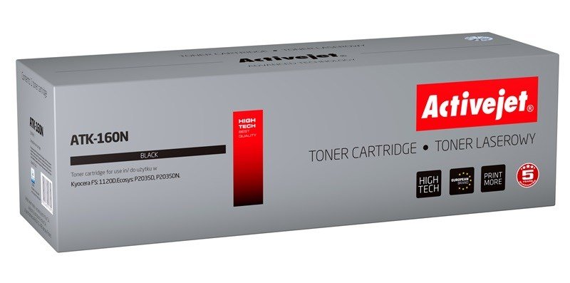 Activejet tonerpatron ATK-160N (erstatning Kyocera TK-160; Supreme; 2500 sider; sort) #1