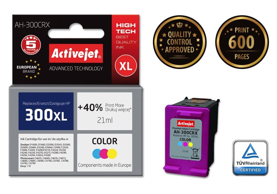Activejet AH-300CRX blk (erstatning HP 300XL CC644EE; Premium; 21 ml; farve) #2