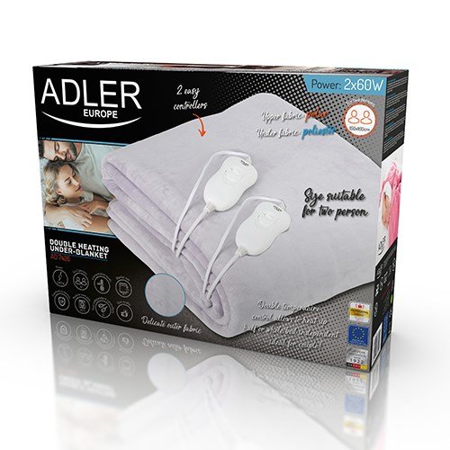 Adler AD 7426 varmelagen og -pude Elektrisk sengevarmer 60 W Gr Fleece,Polyester #6