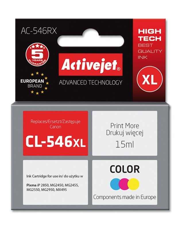 Activejet AC-546RX-bl�k (Canon CL-546XL-erstatning; Premium; 15 ml; farve) #1