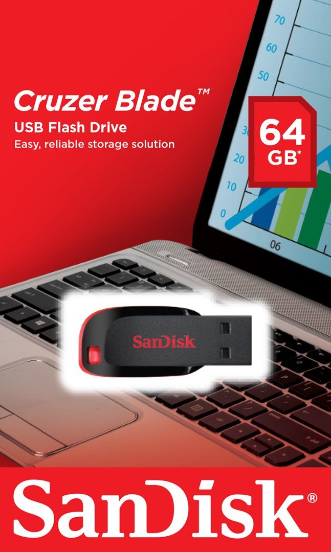 SanDisk Cruzer Blade USB-ngle 64 GB USB Type-A 2.0 Sort, Rd #7