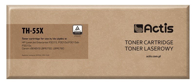 Actis Tonerpatron TH-55X (erstatning HP 55X CE255X, Canon CRG-724H; Standard; 12500 sider; sort) #1