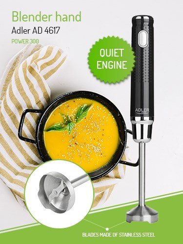 Adler AD 4617 blender Nedsnkning blender Sort, Slv 350 W #8