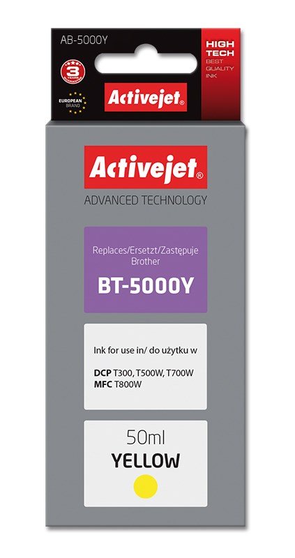 Activejet AB-5000Y blk (erstatning Brother BT-5000Y; Supreme; 50 ml; gul) #1