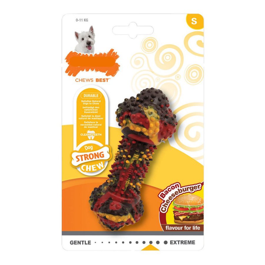 Hund Bidering Nylabone Strong Chew Bacon Ost Burger Gummi Strrelse S #1