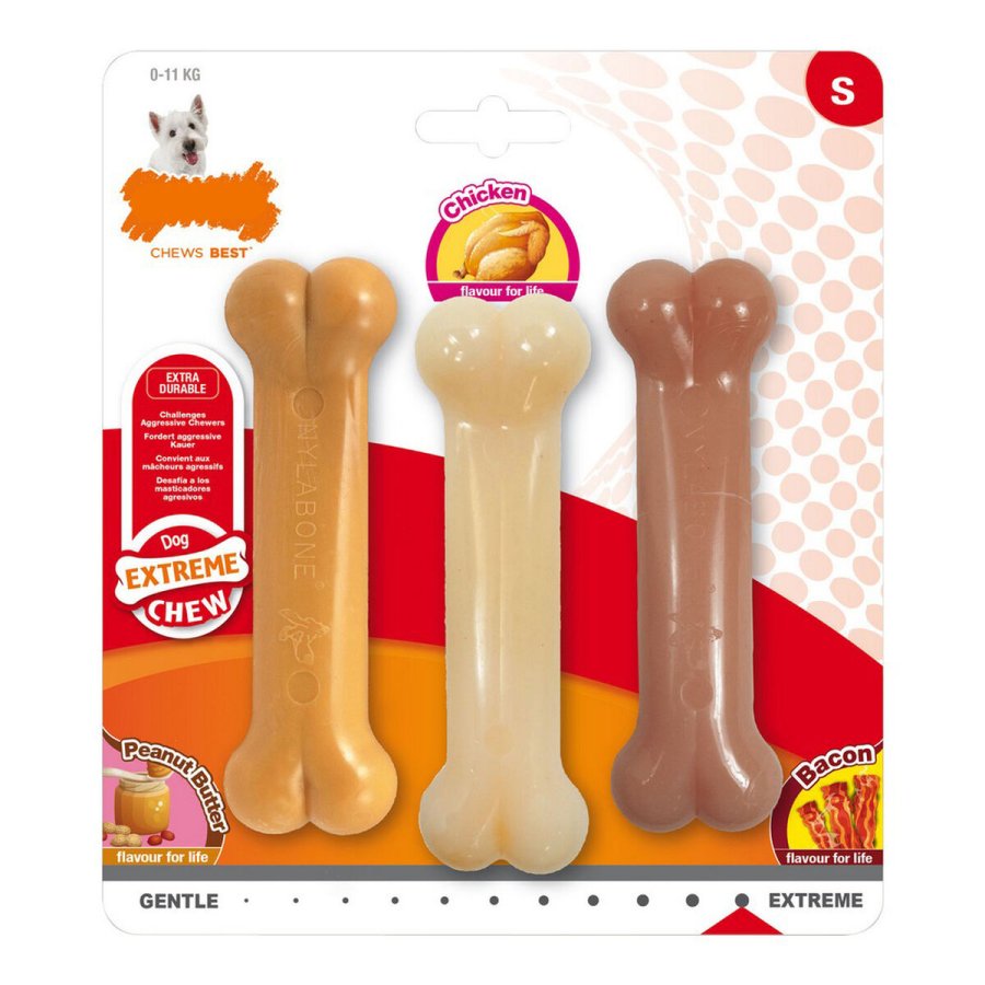 Hund Bidering Nylabone Extreme Chew Value Pack Bacon Jordnddesmr Strrelse S Kylling Nylon (3 pcs) #1