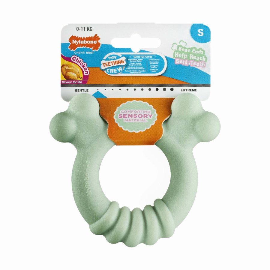 Hund Bidering Nylabone SENSORY TACTILE RING Grn Jordnddesmr Kylling S #1