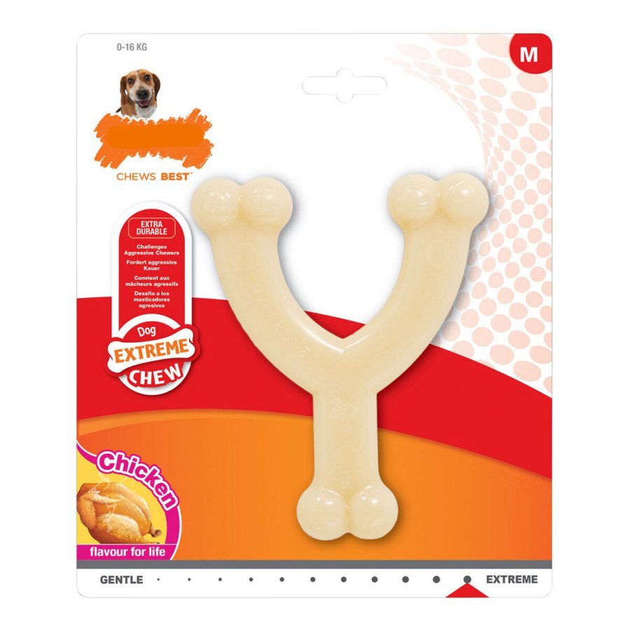Hund Bidering Nylabone Extreme Chew Wishbone Strrelse M Kylling Nylon #1
