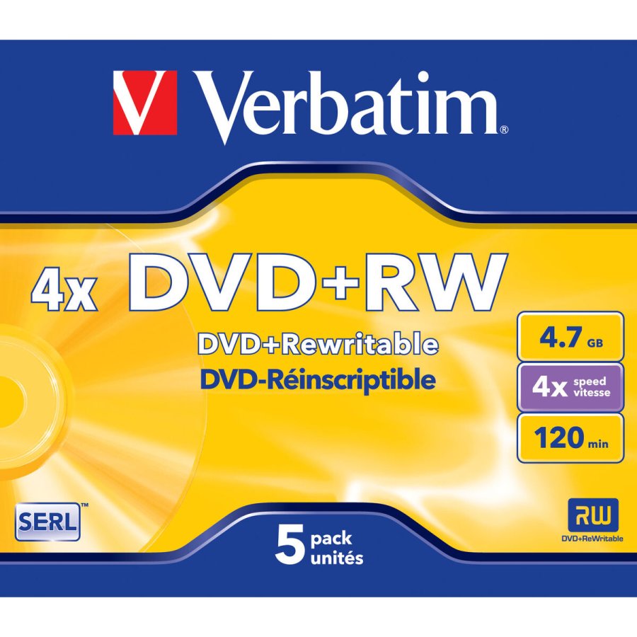 DVD-RW Verbatim Matt Silver 5 enheder 4x 4,7 GB #1