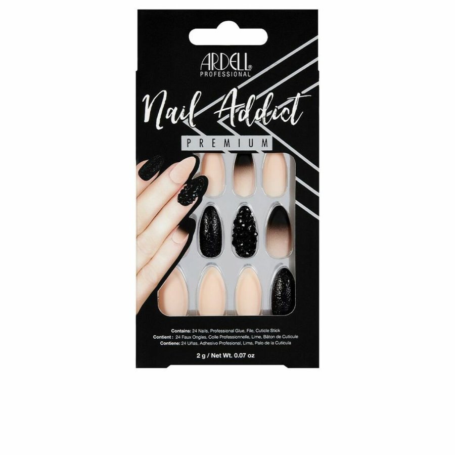 Falske negle Ardell Nail Addict Black Stud & Pink Ombre (24 pcs) #1