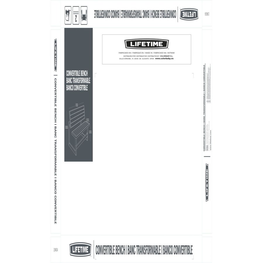 B�nk med rygl�n Lifetime Bord Brun Convertible #7