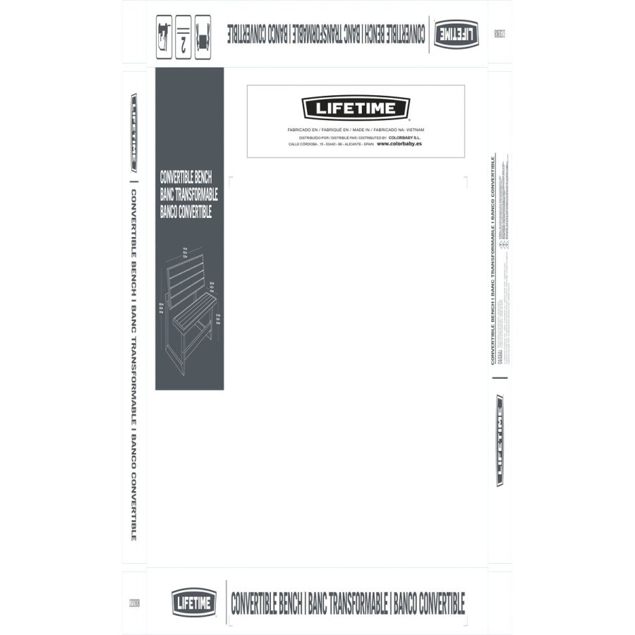 B�nk med rygl�n Lifetime Bord Gr� Convertible #7