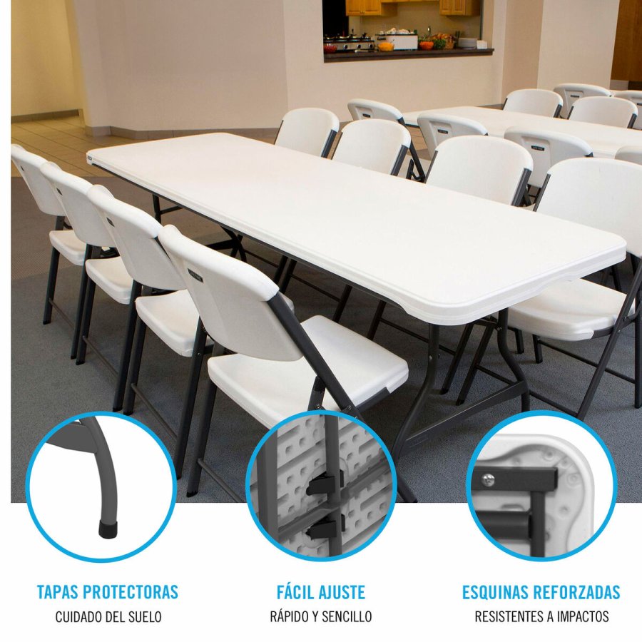 Sammenklappeligt bord Lifetime Hvid 244 x 74 x 76 cm #3