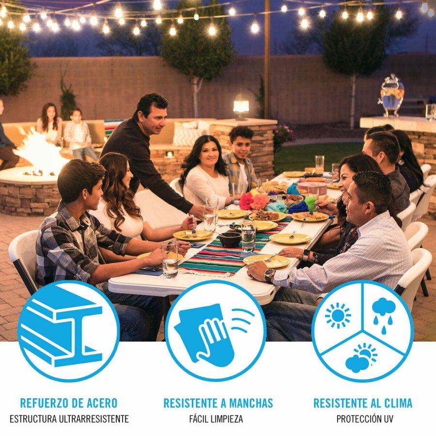 Sammenklappeligt bord Lifetime Hvid 244 x 74 x 76 cm #4