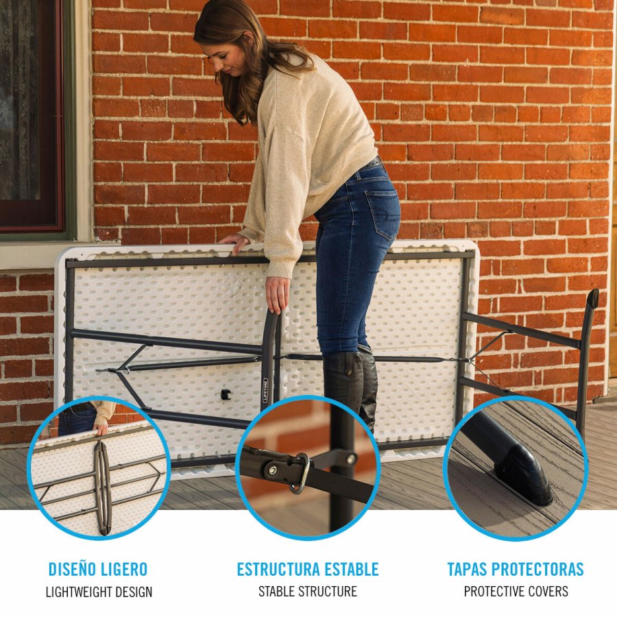 Sammenklappeligt bord Lifetime Hvid 152 x 74 x 76 cm #3