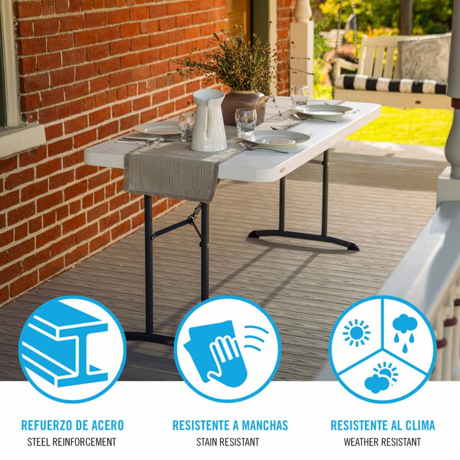 Sammenklappeligt bord Lifetime Hvid 152 x 74 x 76 cm #5