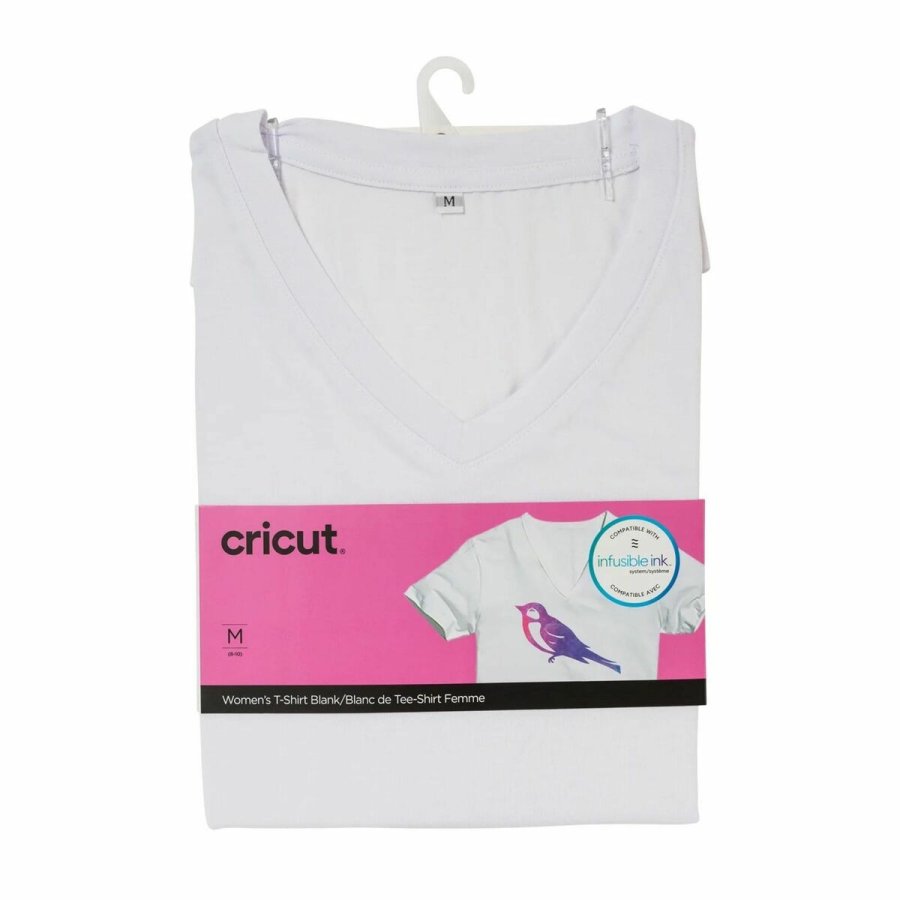 T-shirt, der kan tilpasses til sk�replotter Cricut Women's Hvid #1