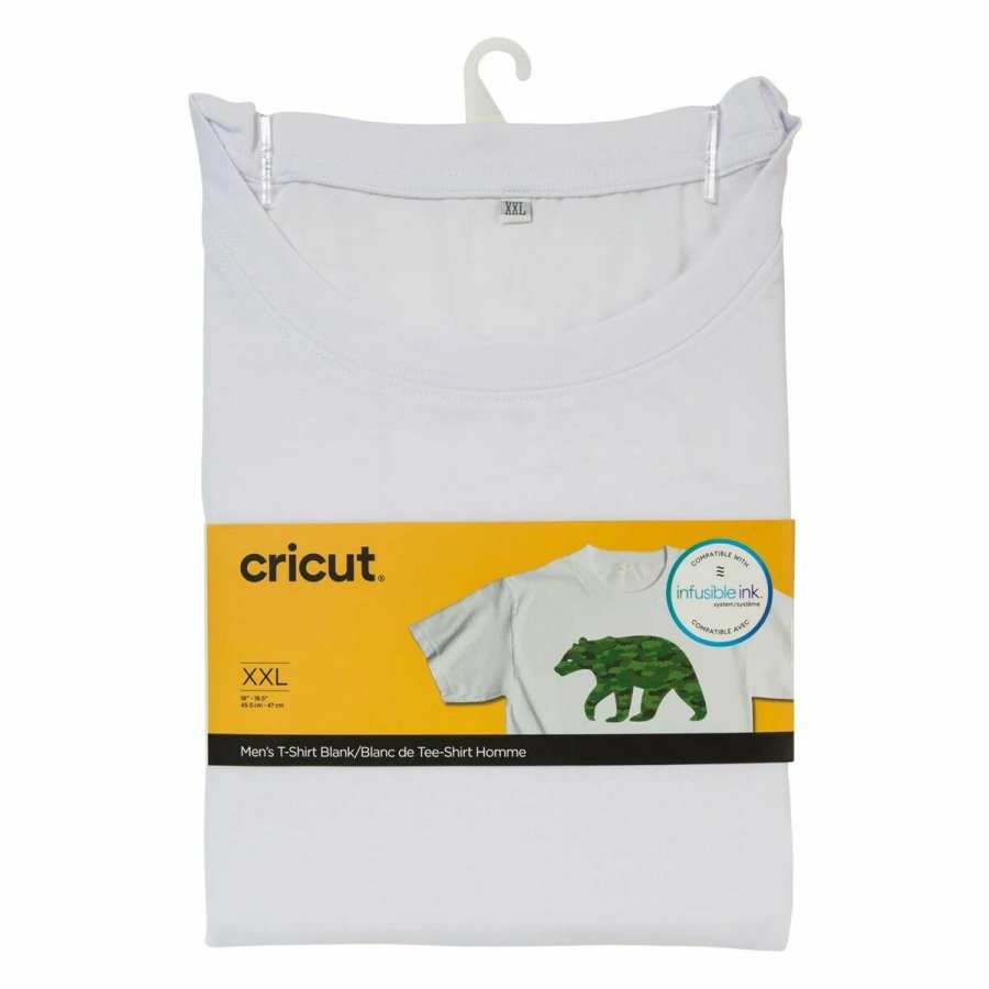 T-shirt, der kan tilpasses til sk�replotter Cricut Men's Hvid #1