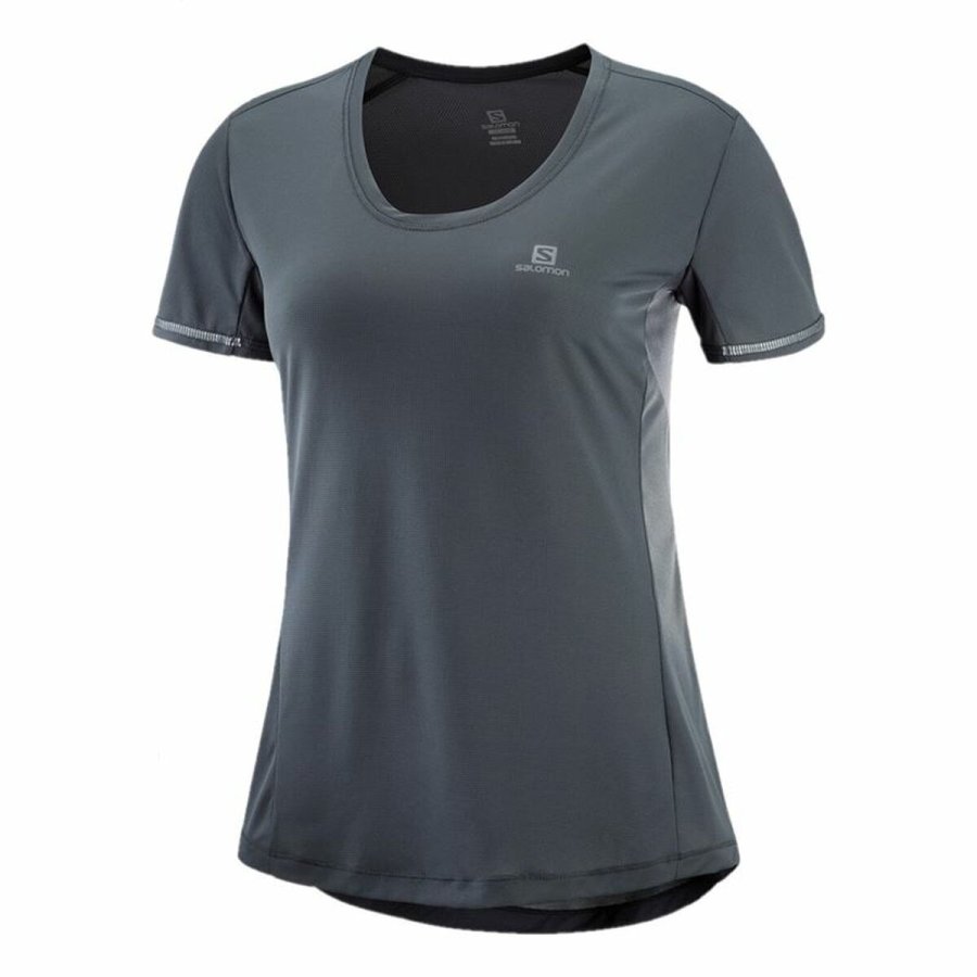 Kort�rmet T-shirt til Kvinder Salomon Agile M�rkegr� #1
