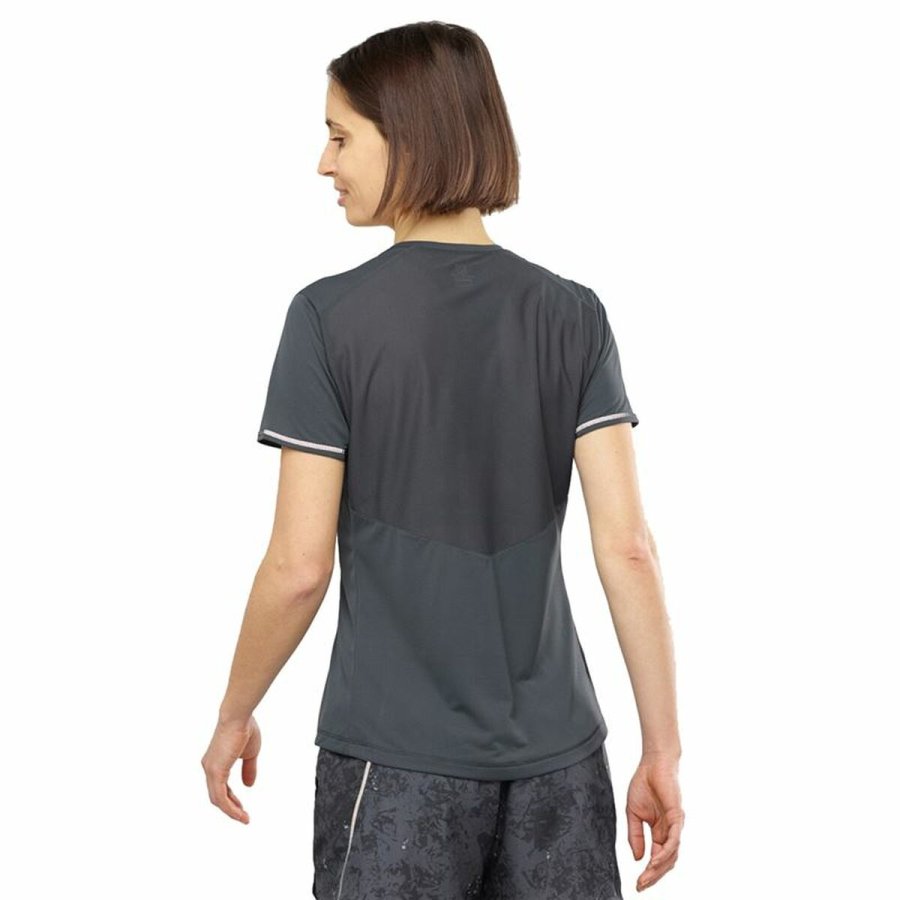 Kort�rmet T-shirt til Kvinder Salomon Agile M�rkegr� #3
