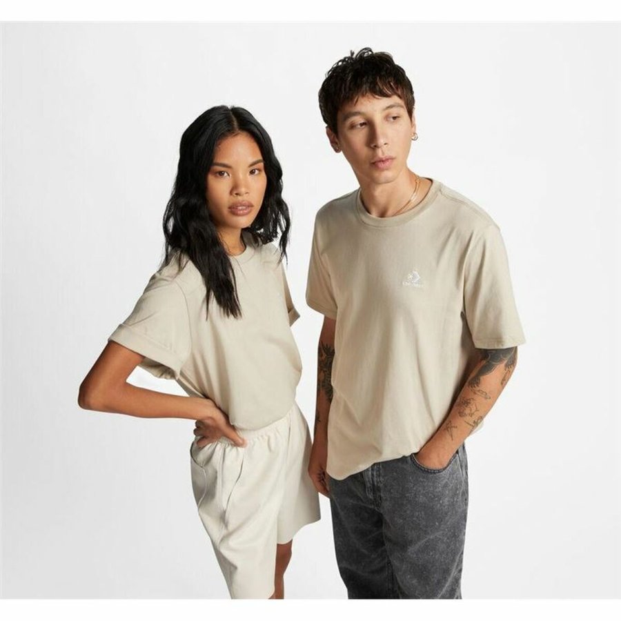 Unisex Kort�rmet T-shirt Converse Classic Fit Left Chest Star Chevron Beige #4