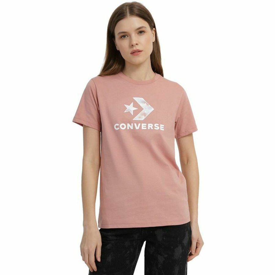 Kort�rmet T-shirt til Kvinder Converse Seasonal Star Chevron Pink #1