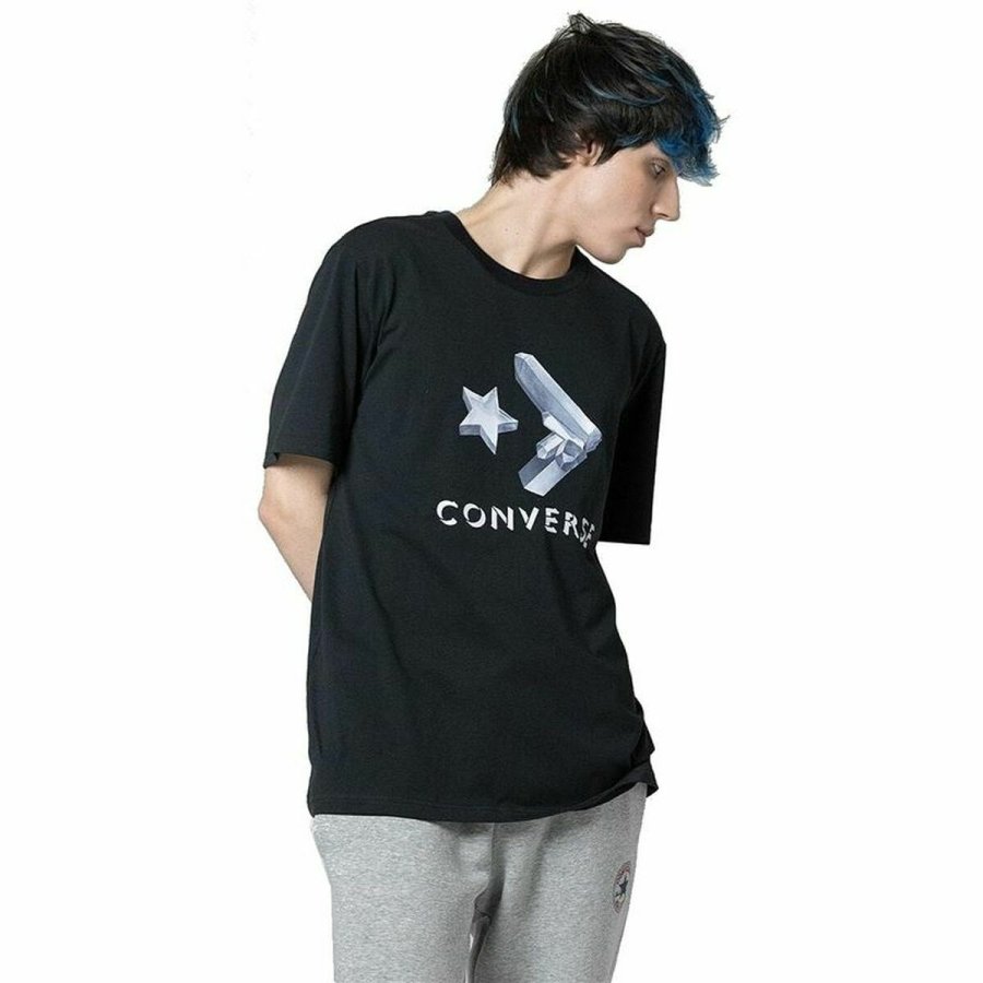 Kort�rmet T-shirt til M�nd Converse Crystals Sort #4
