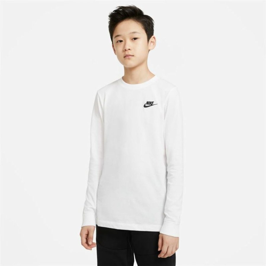 Lang�rmet T-shirt til B�rn Nike Sportswear Hvid #3