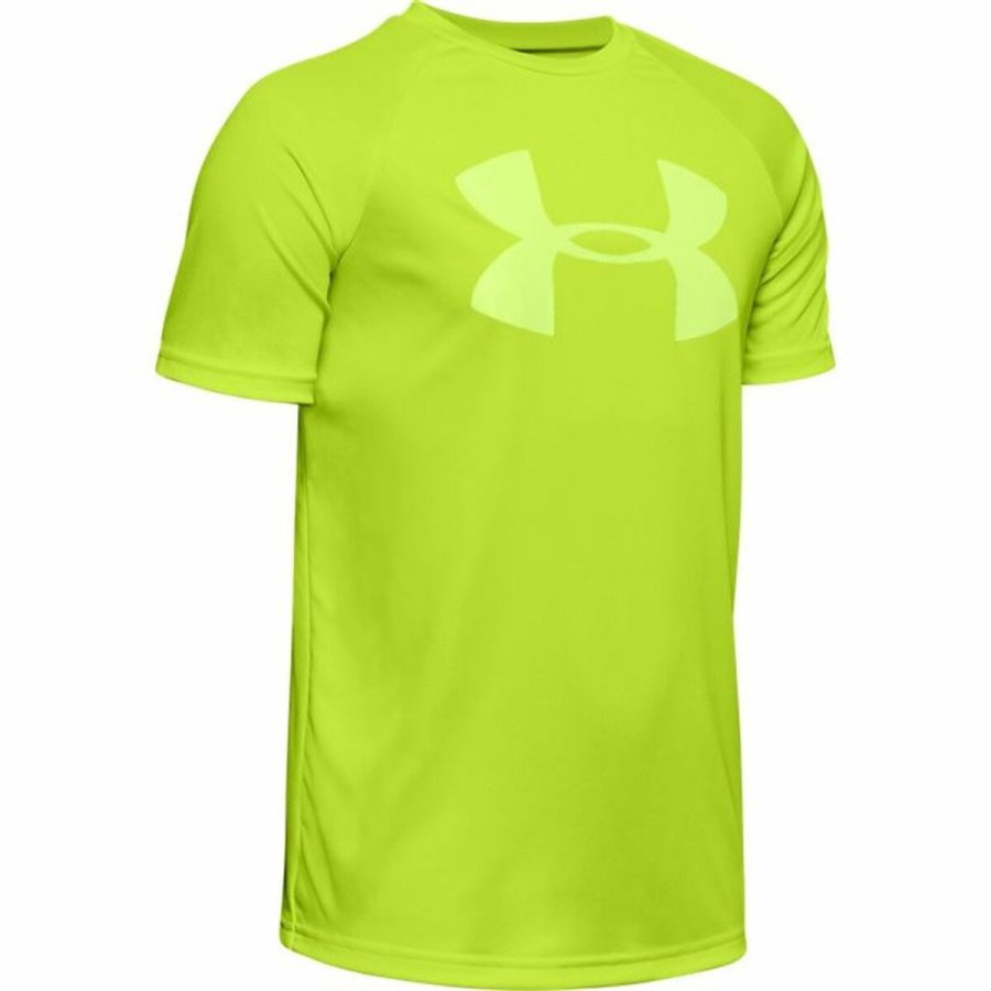 Kortrmet T-shirt til Brn Under Armour Tech Big Logo Gul #1