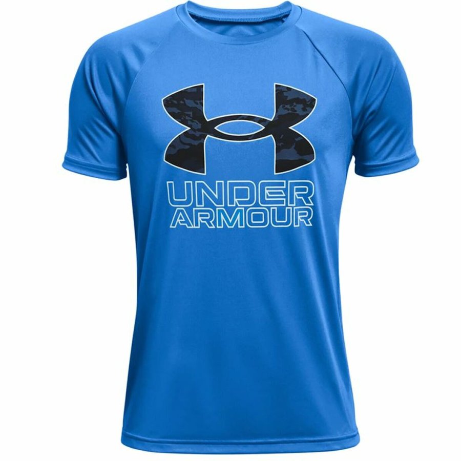 Kortrmet T-shirt til Brn Under Armour Tech Hybrid Bl #1